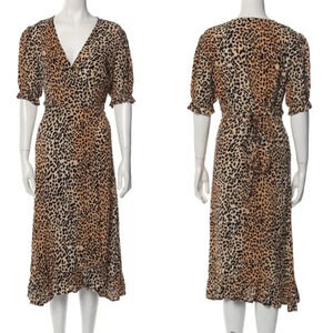 New Faithfull the Brand Abbey Wrap Dress le Cinq Animal print leopard dress
